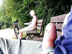 Teaser - Public ejaculation for Granny in the park